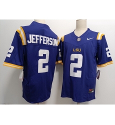 Men LSU Tigers #2 Justin Jefferson Purple F U S E Stitched NCAA Jersey Men LSU Tigers #2 Justin Jefferson Purple F U S E Stitched NCAA Jersey