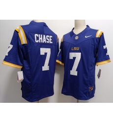 Men LSU Tigers #7 Ja'Marr Chase Purple F U S E Stitched NCAA Jersey Men LSU Tigers #7 Ja'Marr Chase Purple F U S E Stitched NCAA Jersey