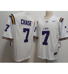 Men LSU Tigers #7 Ja'Marr Chase White F U S E Stitched NCAA Jersey Men LSU Tigers #7 Ja'Marr Chase White F U S E Stitched NCAA Jersey