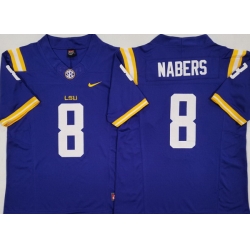 Men LSU Tigers #8 Malik Nabers Purple Stitched NCAA Jersey