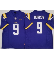 Men LSU Tigers #9 Joe Burrow Purple Stitched NCAA Jersey