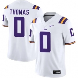 Men LSU Tigers Zavion Thomas #0 White Stitched NCAA Jersey
