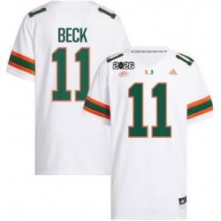Men Miami Hurricanes 11 Carson Beck White 2026 Patch Stitched Football Jersey