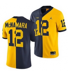 Michigan Wolverines 2021 22 Cade Mcnamara Navy Maize Split Edition College Football Jersey Michigan Wolverines 2021 22 Cade Mcnamara Navy Maize Split Edition College Football Jersey