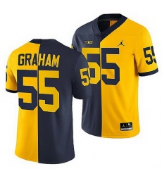 Michigan Wolverines Brandon Graham Navy Maize Split Edition Nfl Alumni Jersey Michigan Wolverines Brandon Graham Navy Maize Split Edition Nfl Alumni Jersey