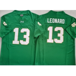Men Norte Dame Fighting Irish Green #13 Riley Leonard Green Stitched NCAA Jersey