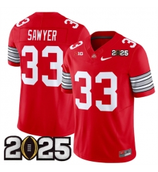 Men's Ohio State Buckeyes #33 Jack Sawyer Red 2025 CFP Final Patch F.U.S.E. Vapor Limited Stitched Football Jersey Men's Ohio State Buckeyes #33 Jack Sawyer Red 2025 CFP Final Patch F.U.S.E. Vapor Limited Stitched Football Jersey