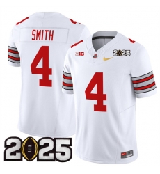 Men's Ohio State Buckeyes #4 Jeremiah Smith White Gold 2025 CFP Final Patch F.U.S.E. Vapor Limited Stitched Football Jersey Men's Ohio State Buckeyes #4 Jeremiah Smith White Gold 2025 CFP Final Patch F.U.S.E. Vapor Limited Stitched Football Jersey