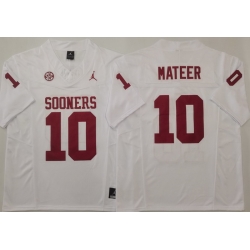 Men Oklahoma Sooners White #10 John MATEER Stitched F U S E NCAA Jersey