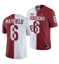 Oklahoma Sooners Baker Mayfield White Crimson Split Men'S Jersey Oklahoma Sooners Baker Mayfield White Crimson Split Men'S Jersey