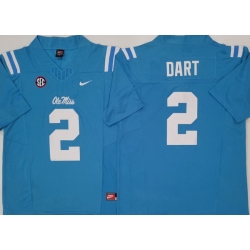 Men Ole Miss Rebels College  #2 Jaxson Dart Blue Stitched NCAA Jersey