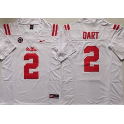 Men Ole Miss Rebels White #2 Jaxson Dart white Stitched NCAA Jersey