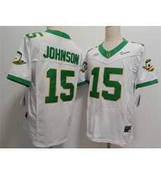 Men Oregon Ducks 15 Tez Johnson White 2024 F U S E  Stitched Jersey