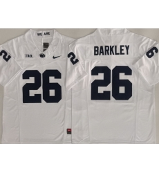 Men Penn State #26 Saquon Barkley White Stitched NCAA Jersey