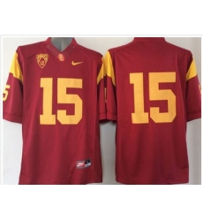 USC Trojans #15 Red PAC 12 C Patch Stitched NCAA Jersey