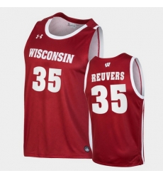 Men Wisconsin Badgers Nate Reuvers Replica Red College Basketball Jersey Men Wisconsin Badgers Nate Reuvers Replica Red College Basketball Jersey