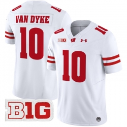 Men Youth Wisconsin Badgers 10 Tyler Van Dyke White 2024 Vapor Limited Jersey All Stitched