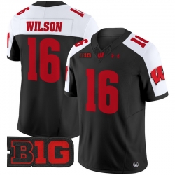 Men Youth Wisconsin Badgers 16 Russell Wilson Black Alternate 2024 Vapor Limited Jersey All Stitched