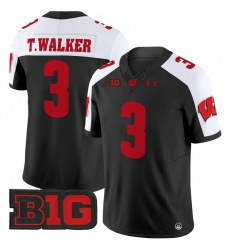 Men Youth Wisconsin Badgers 3 Tawee Walker Black Alternate 2024 Vapor Limited Jersey All Stitched