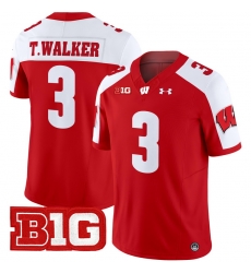 Men Youth Wisconsin Badgers 3 Tawee Walker Red Alternate 2024 Vapor Limited Jersey All Stitched
