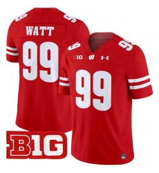 Men Youth Wisconsin Badgers 99 J J Watt Red 2024 Vapor Limited Jersey All Stitched