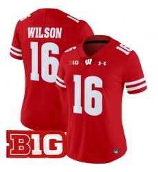 Women Wisconsin Badgers 16 Russell Wilson Red 2024 Vapor Limited Jersey All Stitched