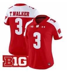 Women Wisconsin Badgers 3 Tawee Walker Red Alternate 2024 Vapor Limited Jersey All Stitched