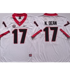 Men #17 Nakobe Dean Georgia Bulldogs College Football Jerseys Sale-white Men #17 Nakobe Dean Georgia Bulldogs College Football Jerseys Sale-white