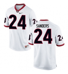 Men Georgia Bulldogs #24 Dominick Sanders College Football Jerseys-White Men Georgia Bulldogs #24 Dominick Sanders College Football Jerseys-White