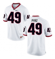 Men Georgia Bulldogs #49 Koby Pyrz College Football Jerseys-White Men Georgia Bulldogs #49 Koby Pyrz College Football Jerseys-White