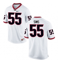 Men Georgia Bulldogs #55 Dyshon Sims College Football Jerseys-White Men Georgia Bulldogs #55 Dyshon Sims College Football Jerseys-White