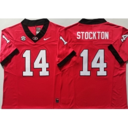 Men Georgia Bulldogs Red #14 Gunner Stockton Stitched NCAA Jersey