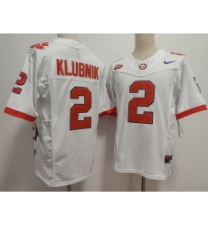 Men Clemson Tigers White #2 Cade Klubnik Stitched F U S E NCAA Jersey II