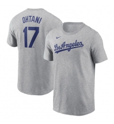 Men Los Angeles Dodgers 17 Shohei Ohtani Grey 2024 Fuse Name Number T Shirt Men Los Angeles Dodgers 17 Shohei Ohtani Grey 2024 Fuse Name Number T Shirt