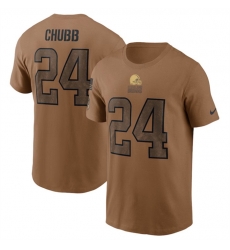 Men Cleveland Browns 24 Nick Chubb 2023 Brown Salute To Service Name Number T Shirt Men Cleveland Browns 24 Nick Chubb 2023 Brown Salute To Service Name Number T Shirt