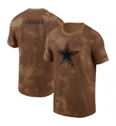 Men Dallas Cowboys 2023 Brown Salute To Service Sideline T Shirt Men Dallas Cowboys 2023 Brown Salute To Service Sideline T Shirt