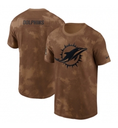 Men Miami Dolphins 2023 Brown Salute To Service Sideline T Shirt Men Miami Dolphins 2023 Brown Salute To Service Sideline T Shirt
