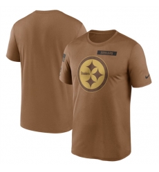 Men Pittsburgh Steelers 2023 Brown Salute To Service Legend Performance T Shirt Men Pittsburgh Steelers 2023 Brown Salute To Service Legend Performance T Shirt