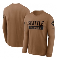 Men Seattle Seahawks 2023 Brown Salute To Service Long Sleeve T Shirt Men Seattle Seahawks 2023 Brown Salute To Service Long Sleeve T Shirt