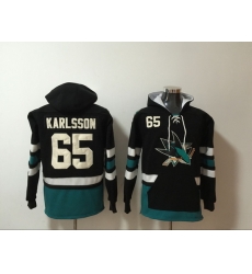 Men San Jose Sharks 65 Erik Karlsson Black Stitched Hoodie Men San Jose Sharks 65 Erik Karlsson Black Stitched Hoodie