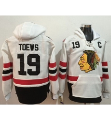 Men Chicago Blackhawks 19 Jonathan Toews White Name 26 Number Pullover NHL Hoodie Men Chicago Blackhawks 19 Jonathan Toews White Name 26 Number Pullover NHL Hoodie
