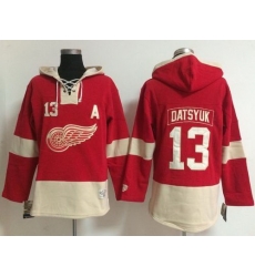 Detroit Red Wings 13 Pavel Datsyuk Red Women Old Time Lacer NHL Hoodie Detroit Red Wings 13 Pavel Datsyuk Red Women Old Time Lacer NHL Hoodie