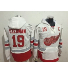 Men Detroit Red Wings 19 Steve Yzerman White All Stitched Hooded Sweatshirt Men Detroit Red Wings 19 Steve Yzerman White All Stitched Hooded Sweatshirt