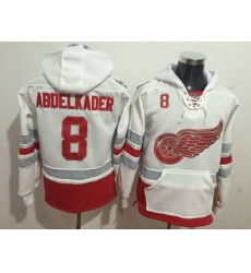 Men Detroit Red Wings 8 Justin Abdelkader White All Stitched Hooded Sweatshirt Men Detroit Red Wings 8 Justin Abdelkader White All Stitched Hooded Sweatshirt