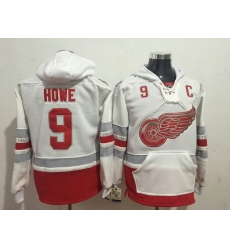 Men Detroit Red Wings 9 Gordie Howe White All Stitched Hooded Sweatshirt Men Detroit Red Wings 9 Gordie Howe White All Stitched Hooded Sweatshirt