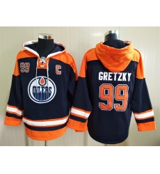 Men Edmonton Oilers Wayne Gretzky 99 Blue Stitched NHL Hoodie Men Edmonton Oilers Wayne Gretzky 99 Blue Stitched NHL Hoodie