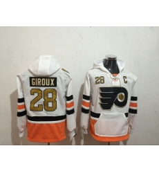 Men's Philadelphia Flyers 28 Claude Giroux White Stitched Hoody Men's Philadelphia Flyers 28 Claude Giroux White Stitched Hoody