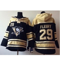 Men Pittsburgh Penguins 29 Andre Fleury Black Sawyer Hooded Sweatshirt Stitched NHL Jersey Men Pittsburgh Penguins 29 Andre Fleury Black Sawyer Hooded Sweatshirt Stitched NHL Jersey