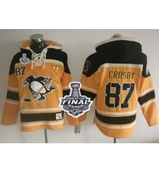 Men Pittsburgh Penguins 87 Sidney Crosby Gold Sawyer Hooded Sweatshirt 2017 Stanley Cup Final Patch Stitched NHL Jersey Men Pittsburgh Penguins 87 Sidney Crosby Gold Sawyer Hooded Sweatshirt 2017 Stanley Cup Final Patch Stitched NHL Jersey
