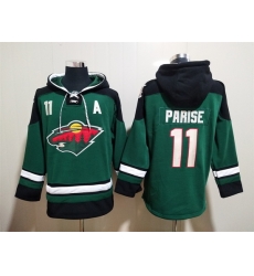 Men's Minnesota Wild #11 Zach Parise Green Ageless Must-Have Lace-Up Pullover Hoodie Men's Minnesota Wild #11 Zach Parise Green Ageless Must-Have Lace-Up Pullover Hoodie